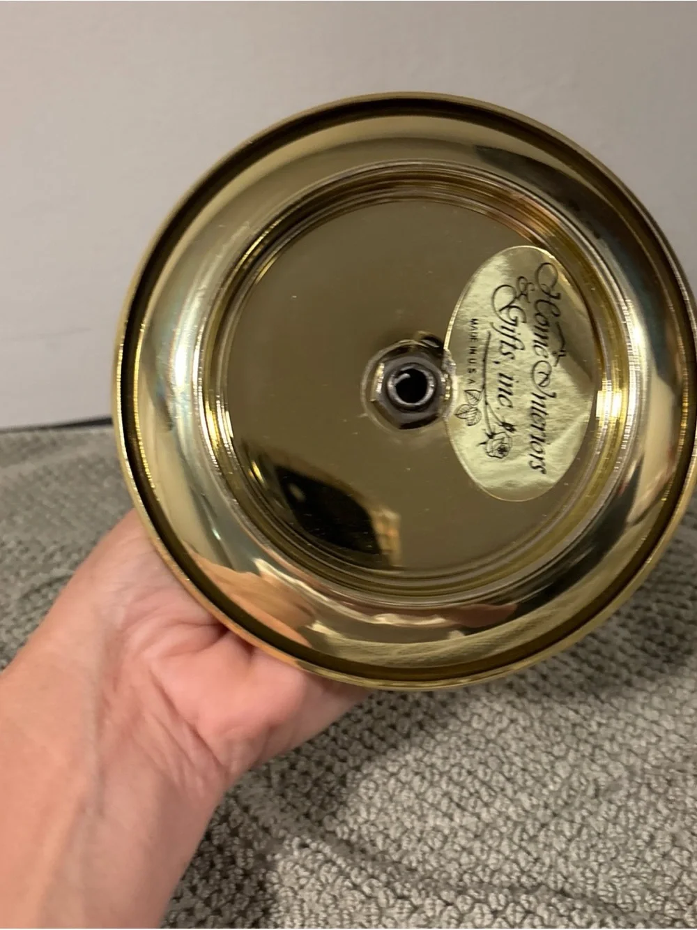Home Interiors Brass and Wood Candle Holder in Gold and Brown